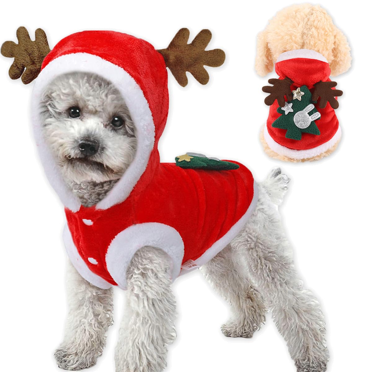 Pet Dog Christmas Costumes Dog Santa Claus Clothes Cute Apparel Puppy Warm Vest Sweater Coat Xmas Costume Cosplay Red Outfit for Small Medium Dogs Cats Kitty (XX-Large) Zyvraxen