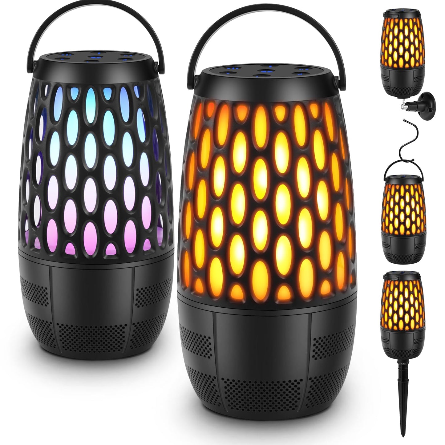 Outdoor Speakers with Lights Mens Gifts for Birthday Portable Bluetooth SpeakerHD Stereo SoundMulti-Sync up to 100 Speakers Auto-Pairing IPX7 Waterproof for Patio/Pool/Camping Cool Gadgets 2 Pack Zyvraxen