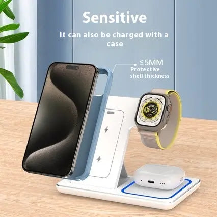 3 In 1 LED Fast Wireless Charger Stand Foldable Charging Station zyvraxen