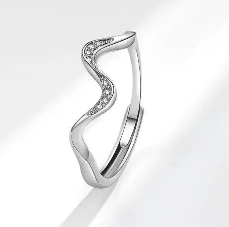 Water Wave Silver Ring in Fashion Design Moretech