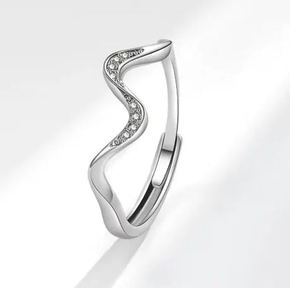Water Wave Silver Ring in Fashion Design Moretech