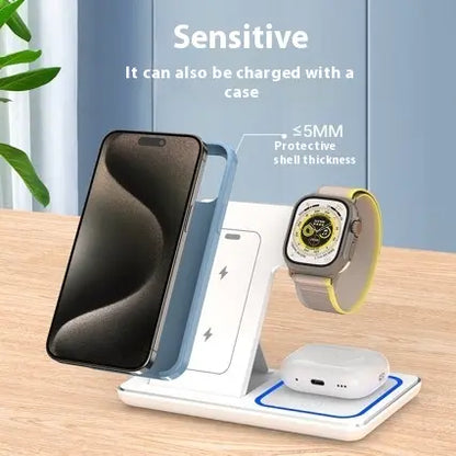 3 In 1 LED Fast Wireless Charger Stand Foldable Charging Station zyvraxen