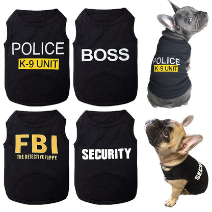 Dog Shirts 4 Pack Cat Apparel Costumes for Cosplay，Breathable Pet T-Shirts，Summer Clothes K9 Security Boss FBI Vest for Dogs Puppy Boy Girl (L Black) Zyvraxen