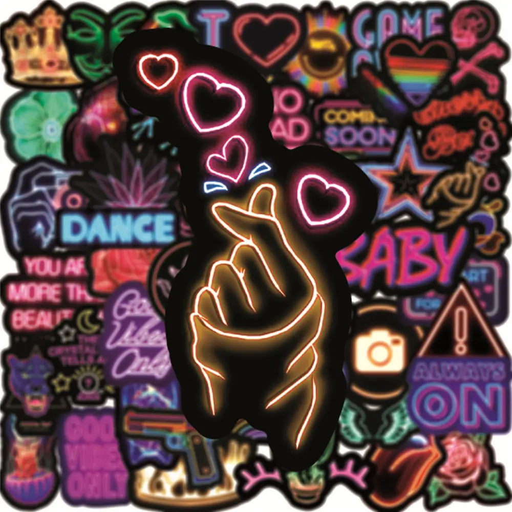 Waterproof Neon Cartoon Stickers Zyvraxen