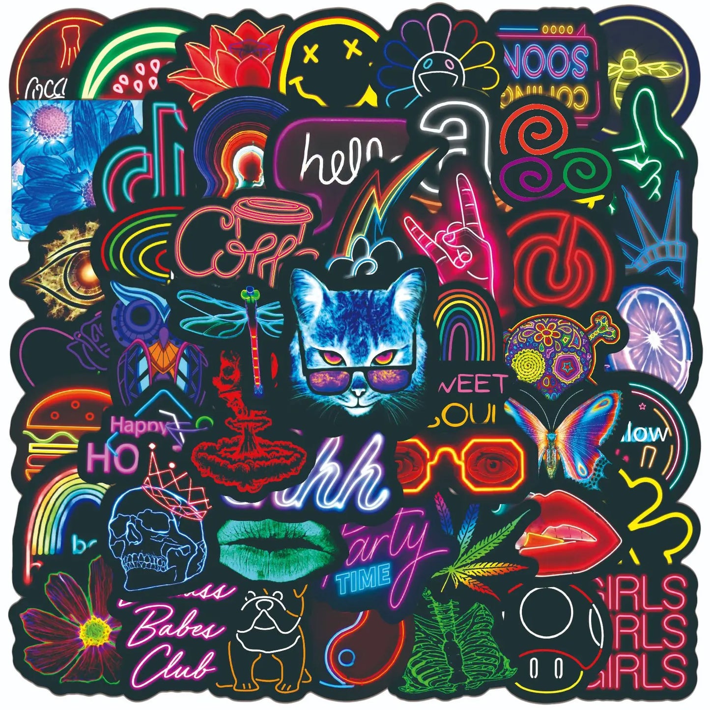 Waterproof Neon Cartoon Stickers Zyvraxen