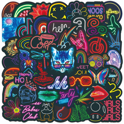 Waterproof Neon Cartoon Stickers Zyvraxen