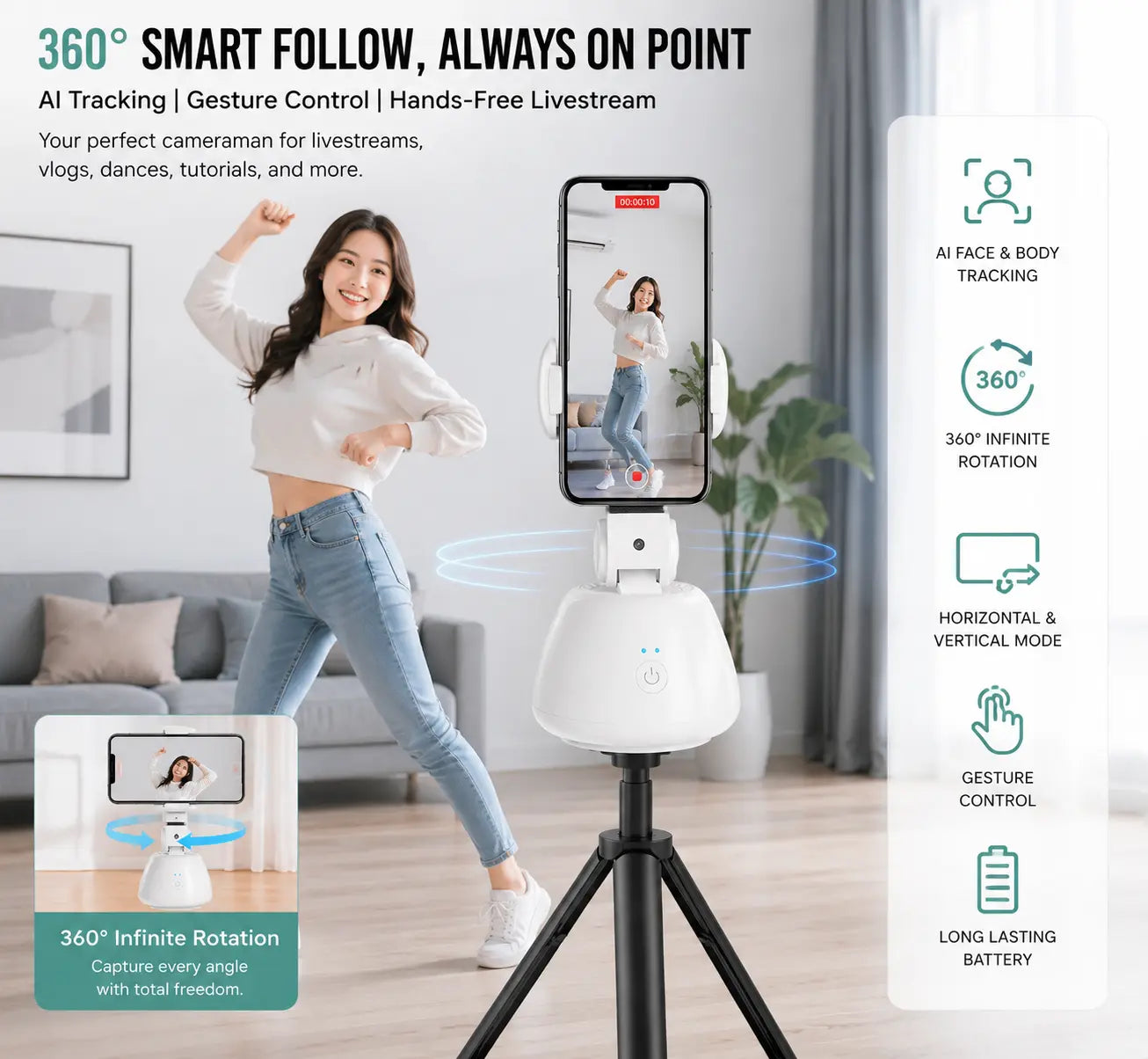 360° Pro Livestream Smartphone Gimbal zyvraxen