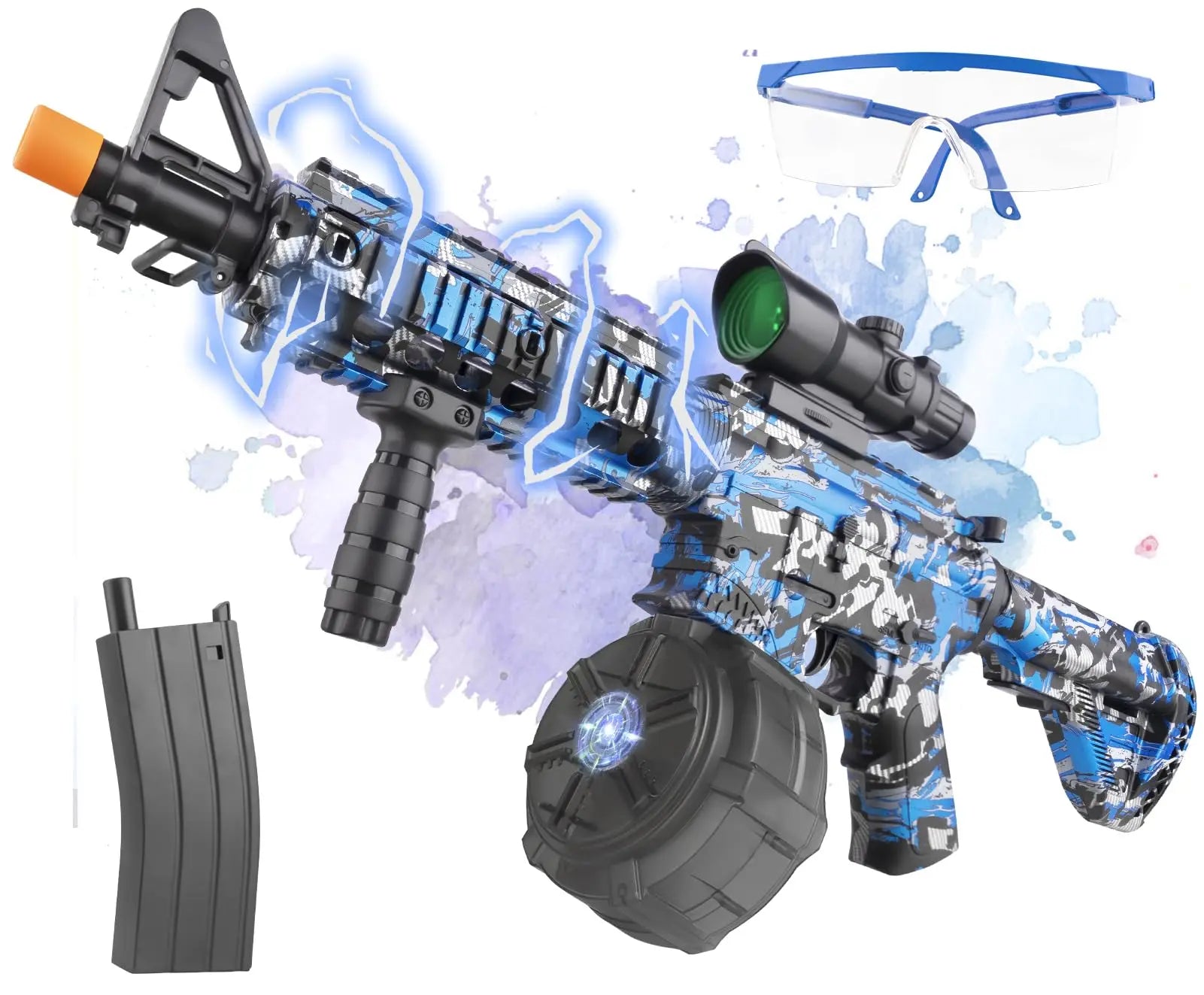 Twin Mode Gel Ball Launcher with Drum and Safety Goggles Zyvraxen