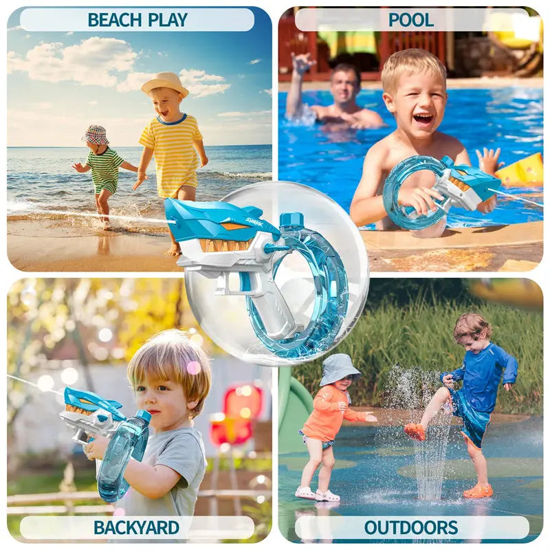 Shark Blast Electric Water Gun: High-Capacity Automatic Soaker Zyvraxen