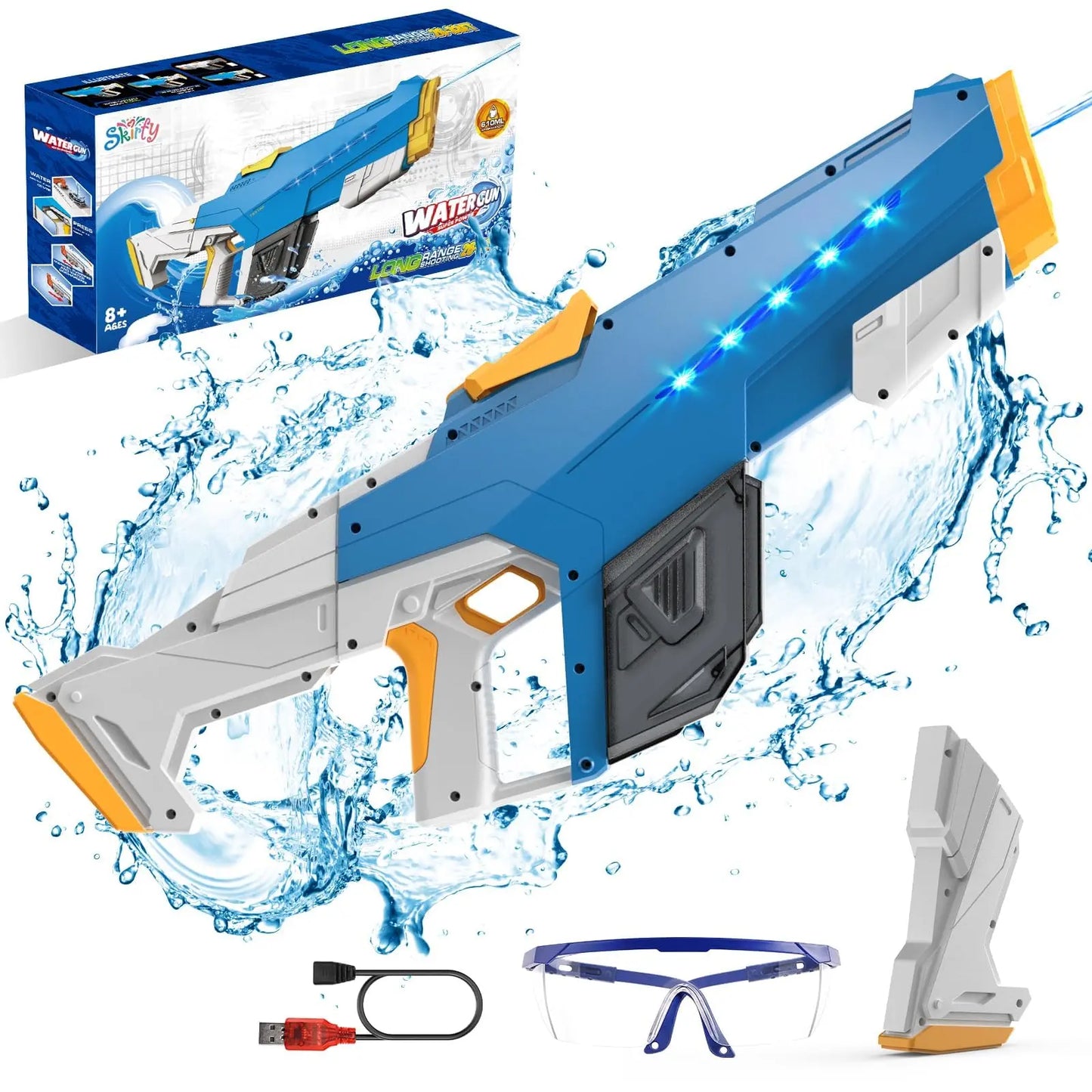 Skirfy High-Performance Aquatic Blaster for Family Fun—39 FT Range (Blue) Zyvraxen