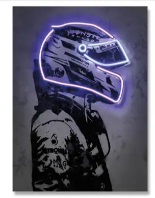 Retro Helmet Neon Art Zyvraxen