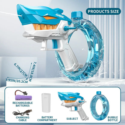 Shark Blast Electric Water Gun: High-Capacity Automatic Soaker Zyvraxen