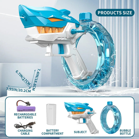 Shark Blast Electric Water Gun: High-Capacity Automatic Soaker Zyvraxen