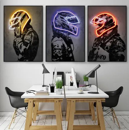 Retro Helmet Neon Art Zyvraxen