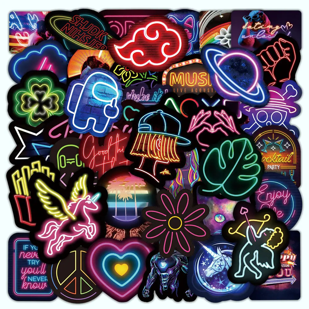 Waterproof Neon Cartoon Stickers Zyvraxen