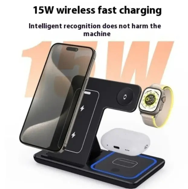 15W 3 In 1 LED Foldable Fast Wireless Charger Stand zyvraxen