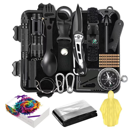Survival kit16 in 1 Professional Survival Gear Tool kit Camping Gear Camping Essentials for Fathers Day Christmas Hiking Hunting Zyvraxen