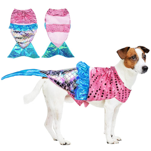 Mermaid Dog Costume Dog Halloween Costume Funny Dog Halloween Costumes Shiny Dog Mermaid Costume Dog Costumes for Small Medium Dogs Dog Cosplay Costume for Halloween Christmas Birthday Party Zyvraxen
