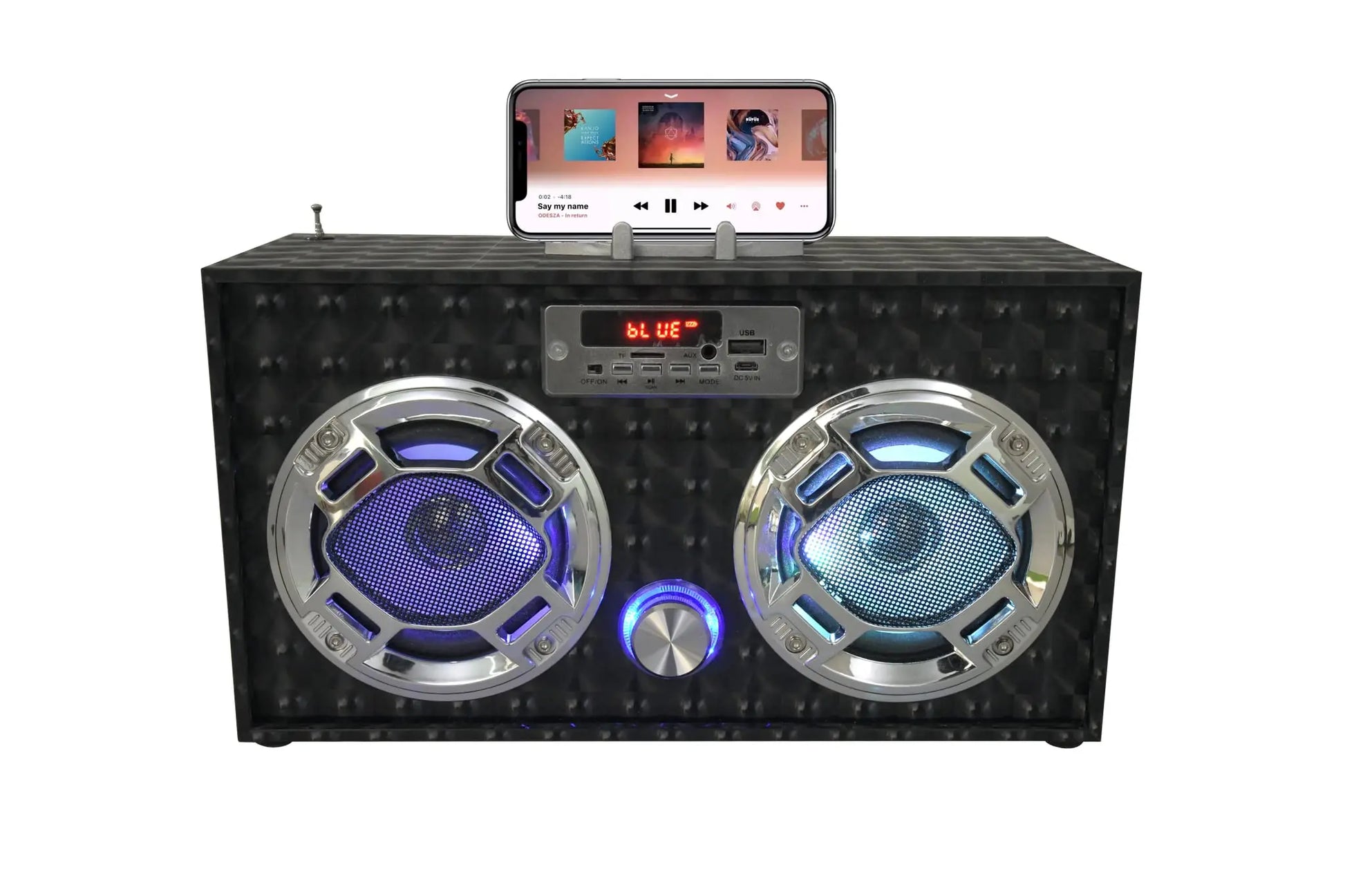 Wireless Heritage - LED Boombox Speaker - Vintage Bluetooth Sound with FM Radio - Indoor and Outdoor Companion (Black) Zyvraxen