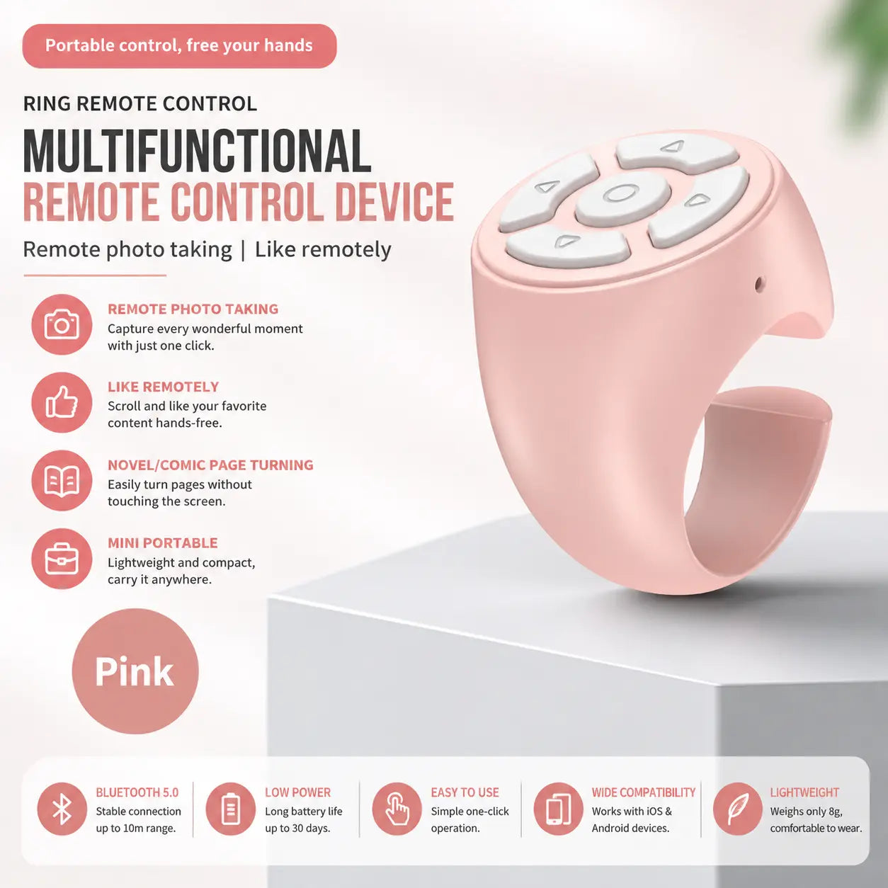 Bluetooth Selfie Ring Camera zyvraxen