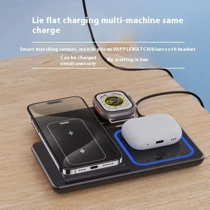 3 In 1 LED Fast Wireless Charger Stand Foldable Charging Station zyvraxen
