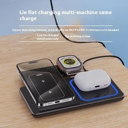 3 In 1 LED Fast Wireless Charger Stand Foldable Charging Station zyvraxen