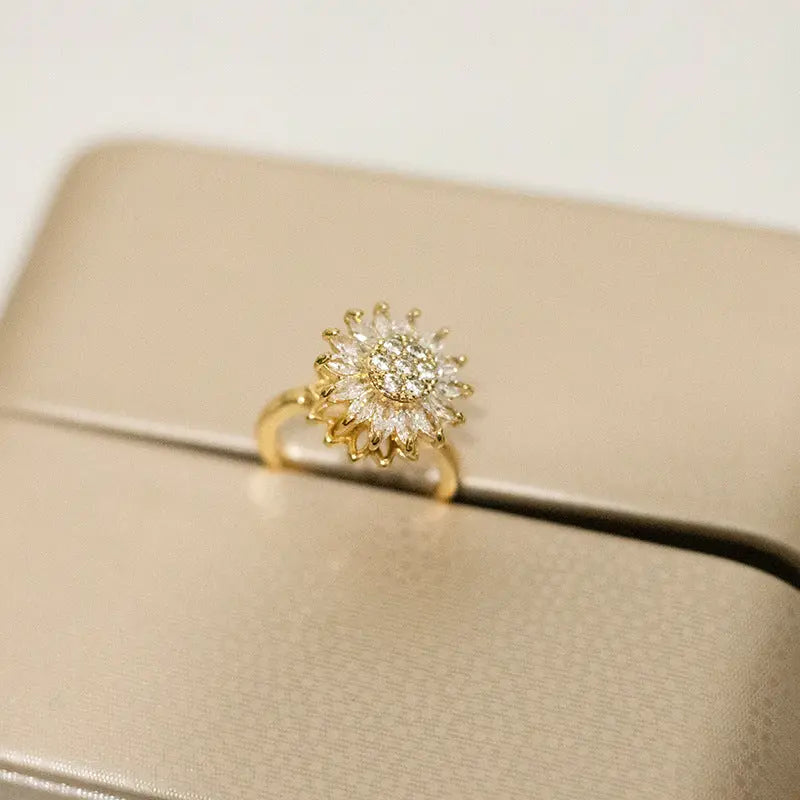 Sunflower Rotation Ring for Anxiety Relief Moretech