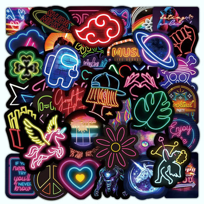 Waterproof Neon Cartoon Stickers Zyvraxen