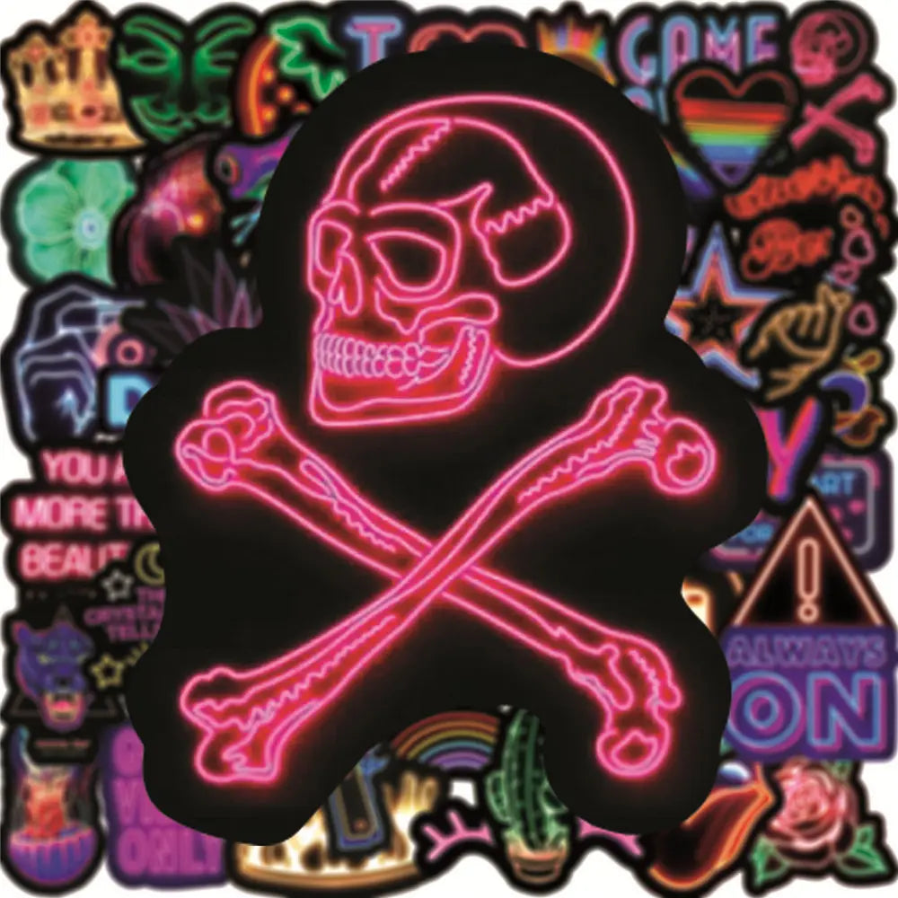 Waterproof Neon Cartoon Stickers Zyvraxen