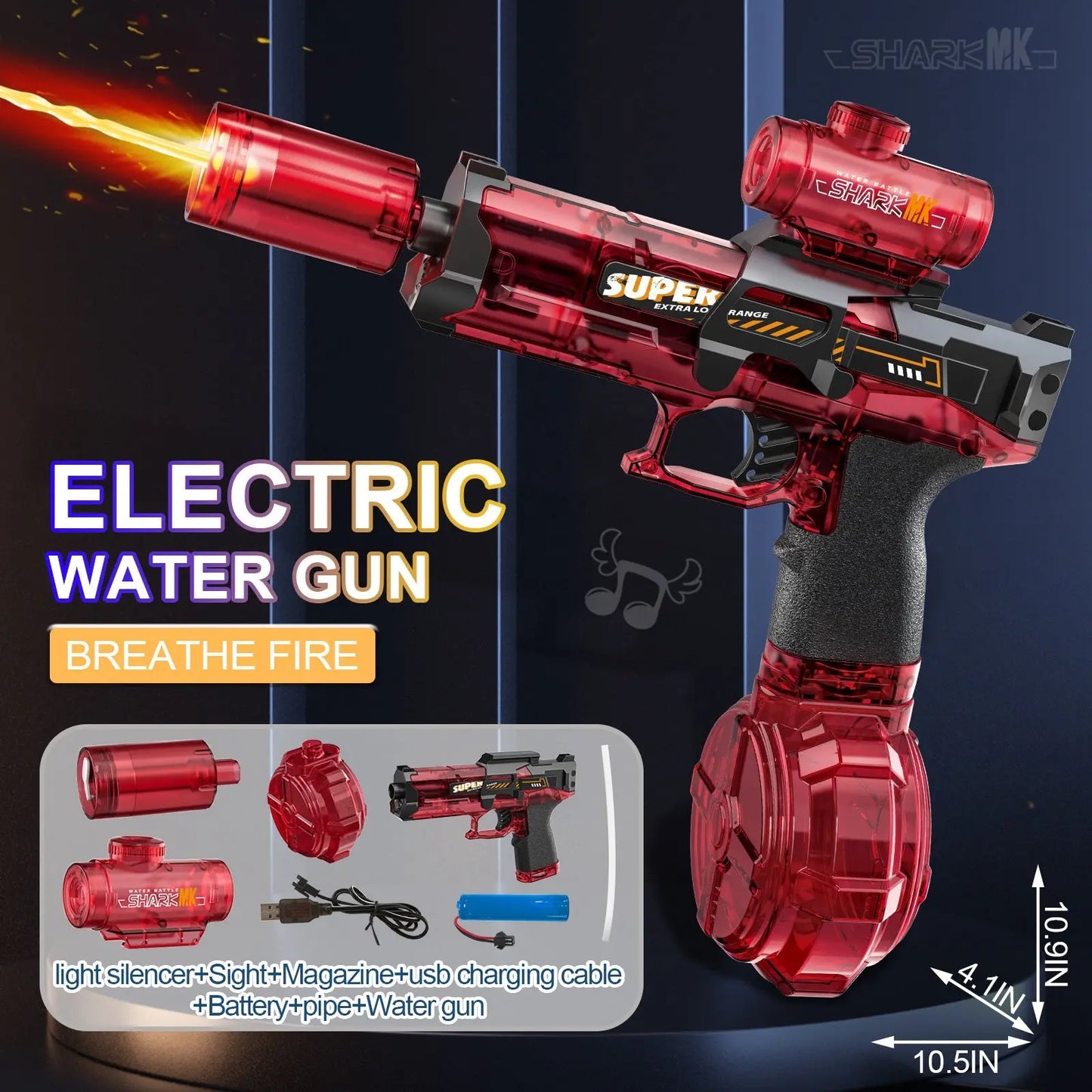 Rechargeable LED Water Blaster with Recoil Zyvraxen