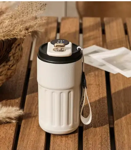 Smart Digital Thermal Bottle Portable Coffee Mug Stainless Steel Water Bottle In-Car Insulated Cup Keep Cold Vacuum Flasks 450ml Moretech