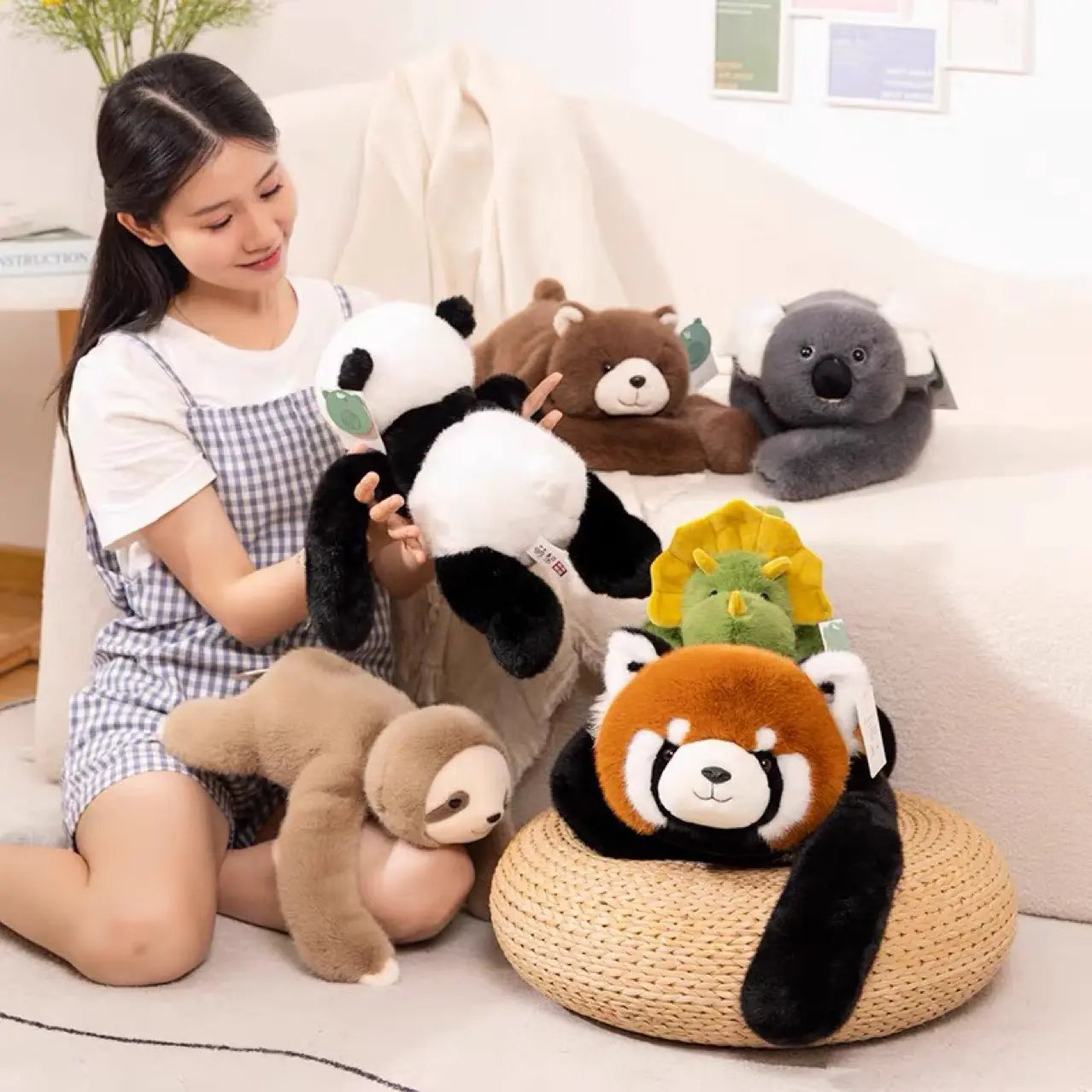 Panda, Koala, Sloth, Dinosaur, Bear & Little Panda Plush Doll Gift – Kids Soft Stuffed Toy Moretech