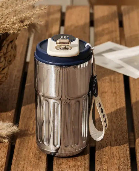 Smart Digital Thermal Bottle Portable Coffee Mug Stainless Steel Water Bottle In-Car Insulated Cup Keep Cold Vacuum Flasks 450ml Moretech