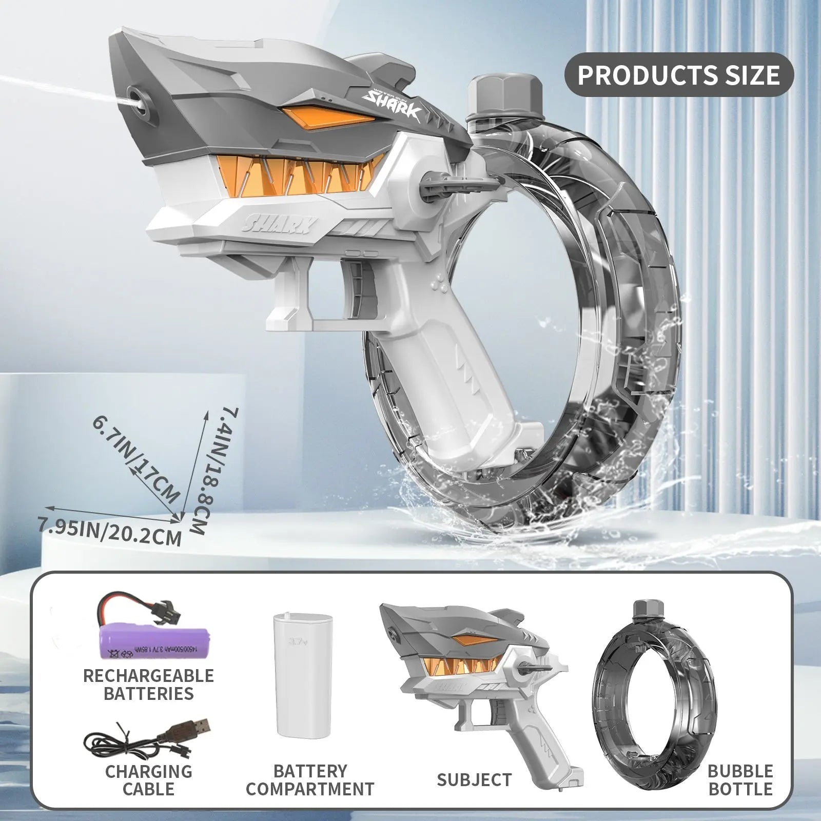 Shark Blast Electric Water Gun: High-Capacity Automatic Soaker Zyvraxen
