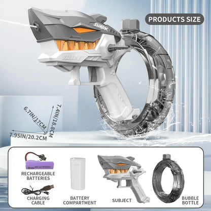 Shark Blast Electric Water Gun: High-Capacity Automatic Soaker Zyvraxen