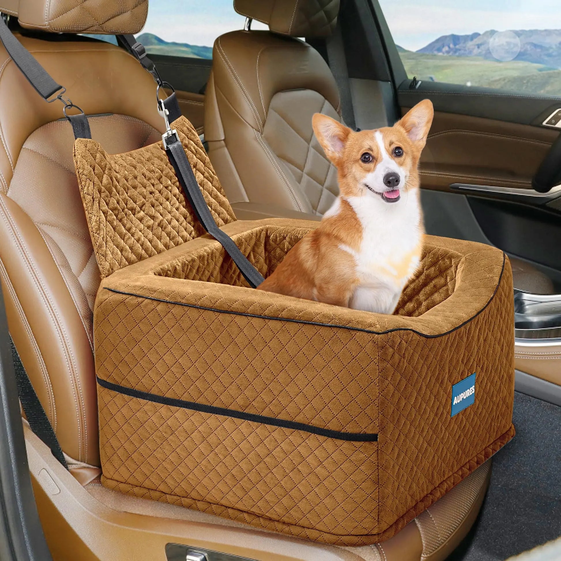 Aupures Deluxe Dog Car Seat for Small to Medium Breeds zyvraxen