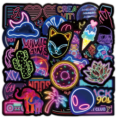 Waterproof Neon Cartoon Stickers Zyvraxen