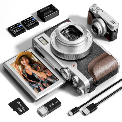 Digital Camera Cameras for Photography64MP&5K Video Camera 18X Zoom Vlogging Camera for YouTube Portable Compact Small Camera with 2 Batteries Digital Point and Shoot Camera zyvraxen