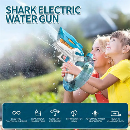 Shark Blast Electric Water Gun: High-Capacity Automatic Soaker Zyvraxen