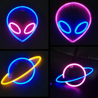Neon Planet LED Alien Light for Room or Bar Decor Zyvraxen