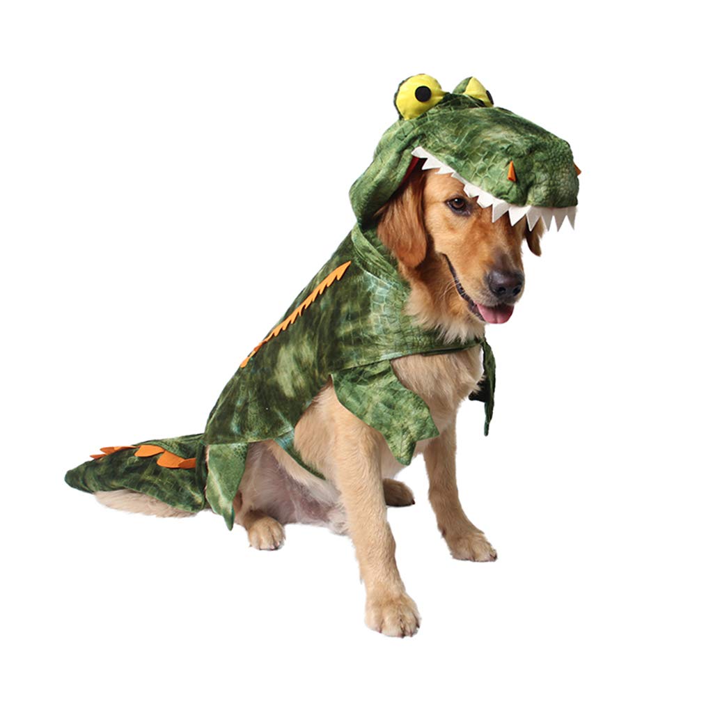 Mogoko Funny Dog Crocodile Costumes Pet Halloween Alligator Cosplay Dress Adorable Cat Apparel Animal Warm Outfits Clothes(XL Size) Zyvraxen