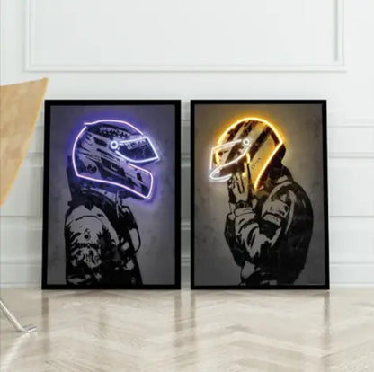Retro Helmet Neon Art Zyvraxen